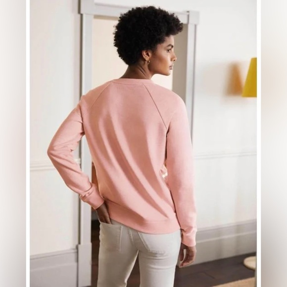 Boden XL Pink Gold Foil Striped Crew Neck Printed Cotton Sweatshirt Pullover Top - Picture 12 of 13